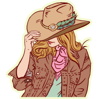 Cowgirl In Hat Green Sticker
