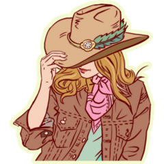 Cowgirl In Hat Green Sticker