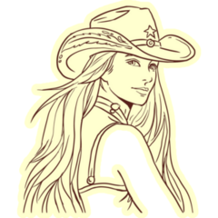 Cowgirl In Yellow Sticker
