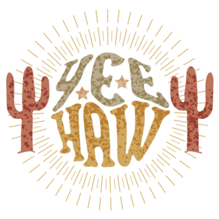 Cowgirl Lettering Yee Haw Cactus Sticker