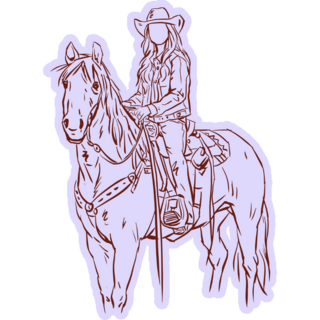 Cowgirl Riding A Horse Purple Sticker