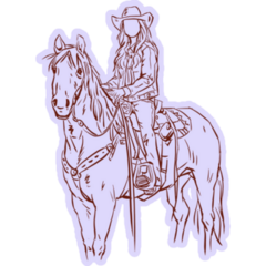 Cowgirl Riding A Horse Purple Sticker