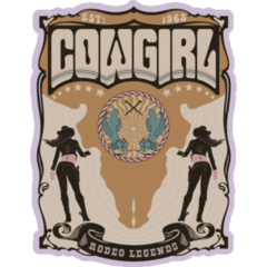 Cowgirl Vintage Poster In Purple Sticker