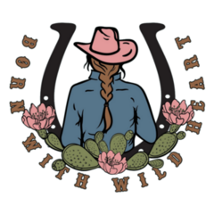 Cowgirl With Cactus Horse Shoe Sticker