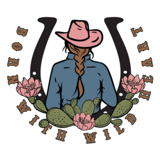 Cowgirl With Cactus Horse Shoe Sticker