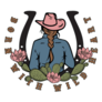 Cowgirl With Cactus Horse Shoe Sticker