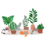 Cozy Cats Relaxing around House Plants Sticker