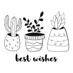 Cozy House Plants Illustration with Best Wishes Sticker
