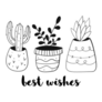 Cozy House Plants Illustration with Best Wishes Sticker