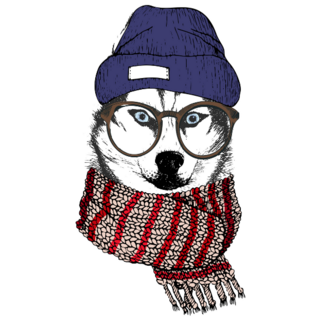 Cozy Winter Husky Sticker