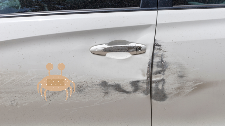 Crab Band Aid Bandage Sticker on a Scratched Car example