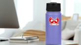 Crab Character Smiling With Big Claws On White Sticker on a Water Bottle (New) example