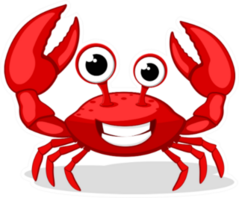 Crab Character Smiling With Big Claws On White Sticker