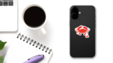 Crab Design With Text Sticker on a Phone (New) example