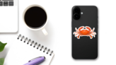 Crab Illustration Isolated On White Sticker on a Phone (New) example