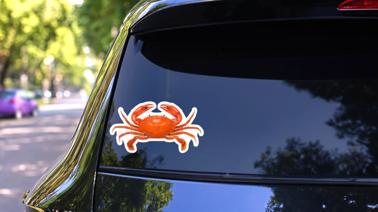 Crab Illustration Isolated On White Sticker on a Rear Car Window (New) example