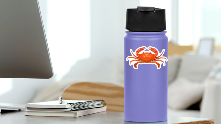 Crab Illustration Isolated On White Sticker on a Water Bottle (New) example