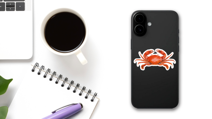 Crab Isolated Sticker on a Phone (New) example