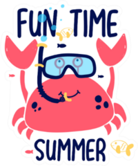 Crab Print Fun Time Summer Sticker