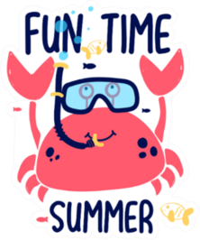 Crab Print Fun Time Summer Sticker