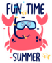 Crab Print Fun Time Summer Sticker