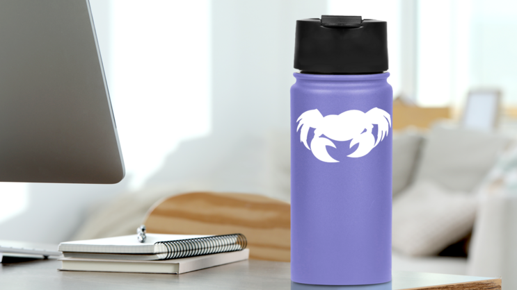Crab Silhouette Sticker on a Water Bottle (New) example