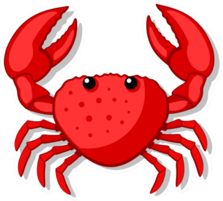 Crab With Large Claws Cartoon Sticker