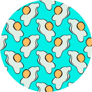 Cracked Fried Egg On Blue Breakfast Pattern Sticker