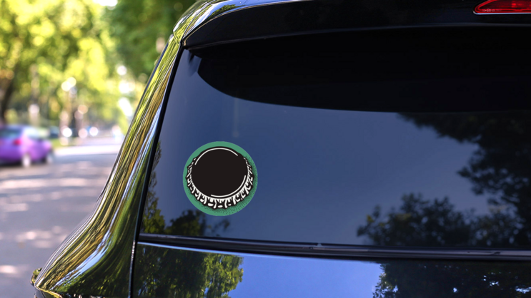 Craft Beer Bottle Cap On green Sticker on a Rear Car Window (New) example