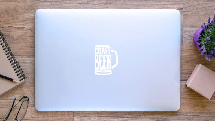 Craft Beer Mug Sticker on a Laptop (New) example
