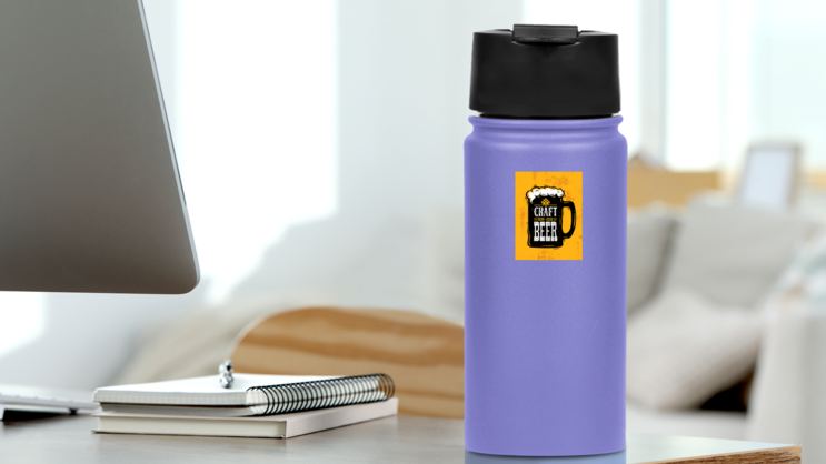Craft Beer Mug With Foam Sticker on a Water Bottle (New) example