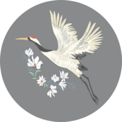 Crane, Illustration, Bird In Flight Design On Grey Sticker