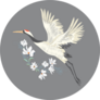 Crane, Illustration, Bird In Flight Design On Grey Sticker