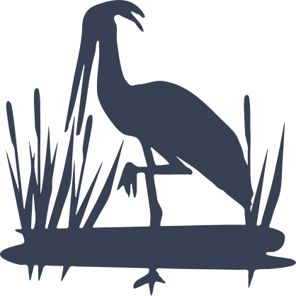 Crane In Pond With Tall Grass Sticker