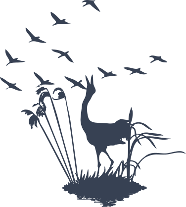 Crane With Flying Birds Sticker