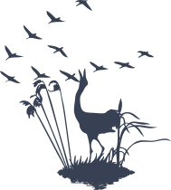 Crane With Flying Birds Sticker