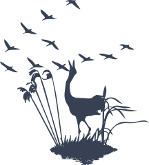 Crane With Flying Birds Sticker