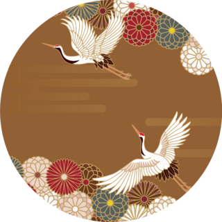 Cranes And Chrysanthemums Japanese Traditional Pattern Sticker