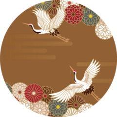 Cranes And Chrysanthemums Japanese Traditional Pattern Sticker