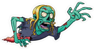 Crawling Female Cartoon Zombie Sticker