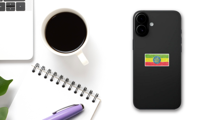 Crayon Ethiopia Sticker on a Phone (New) example