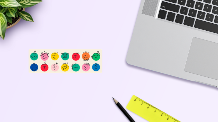 Crayon Ornament Sticker Sheet on a Desk (New) example