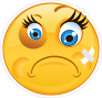 Crazy Beaten Up Emoji Sticker