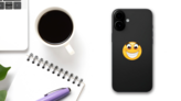 Crazy Big Smile Emoji Sticker on a Phone (New) example