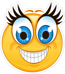 Crazy Blue Eyes Big Smile Emoji Sticker