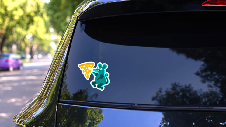 Crazy Cheese Mouse Sticker on a Rear Car Window (New) example