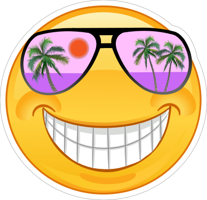 Crazy Cool Purple Sunglasses Smiling Emoji Sticker