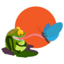 Crazy Frog Eating a Butterfly Sticker