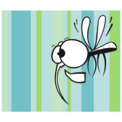 Crazy Mosquito With Big Eyes Striped Background Sticker