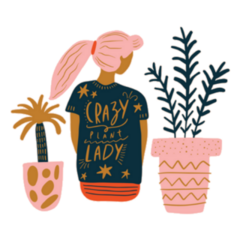 Crazy Plant Lady Colorful Illustration Sticker